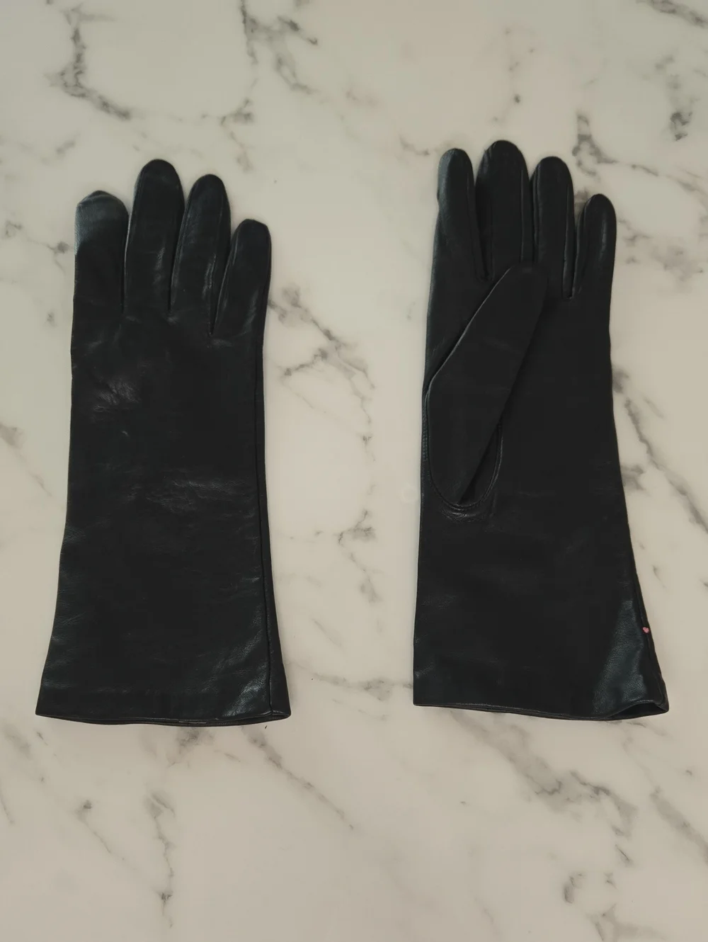 Vintage French Leather Gloves Black Classic Parisian Heritage Style Size 7.5